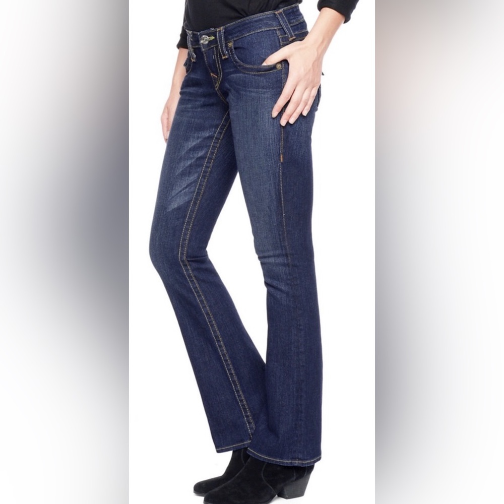 True Religion Dark Wash Blue Denim Boot-cut Jeans